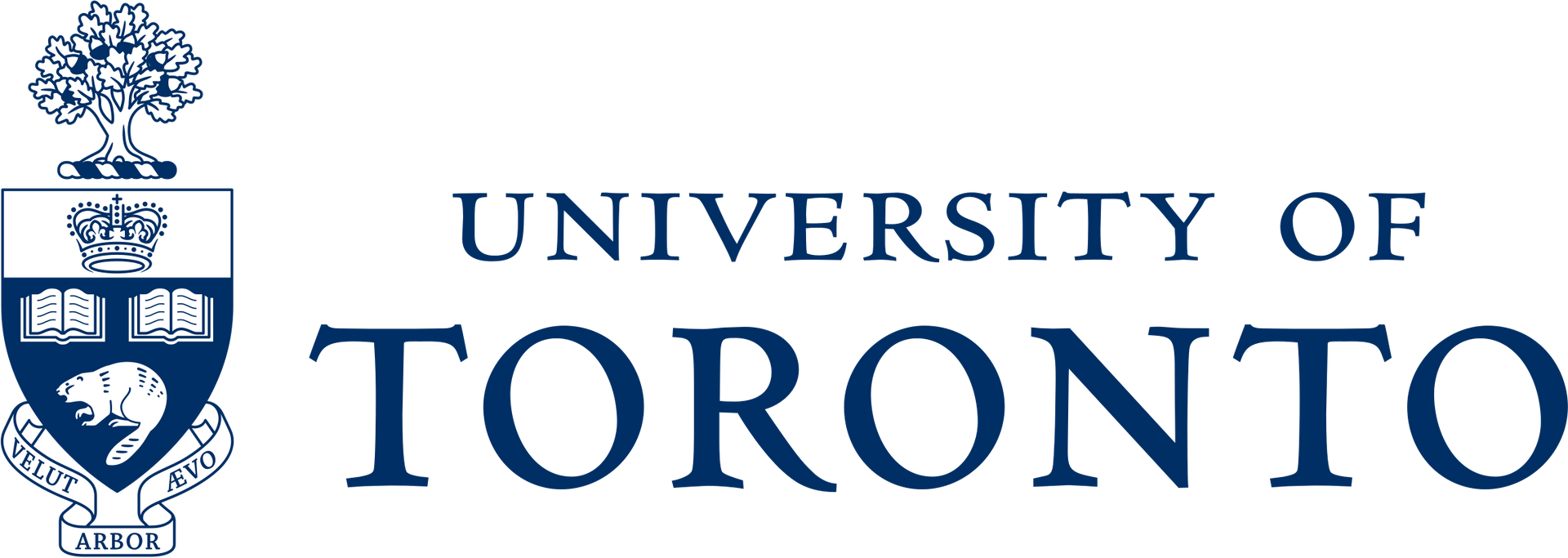 The University of Toronto logo featuring a crest with a tree, books, and a beaver above the text 