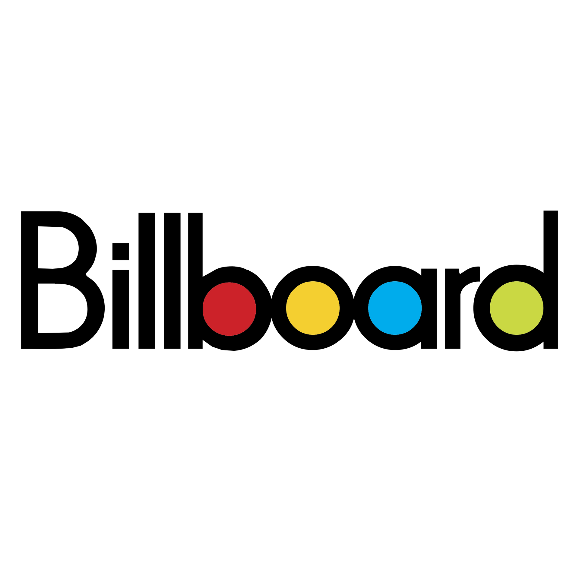 The Billboard logo with its name in black text, featuring four colored circles—red, yellow, blue, and lime—in the letters.