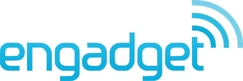 The light blue Engadget wordmark logo followed by a stylized signal or radio wave symbol on the right.