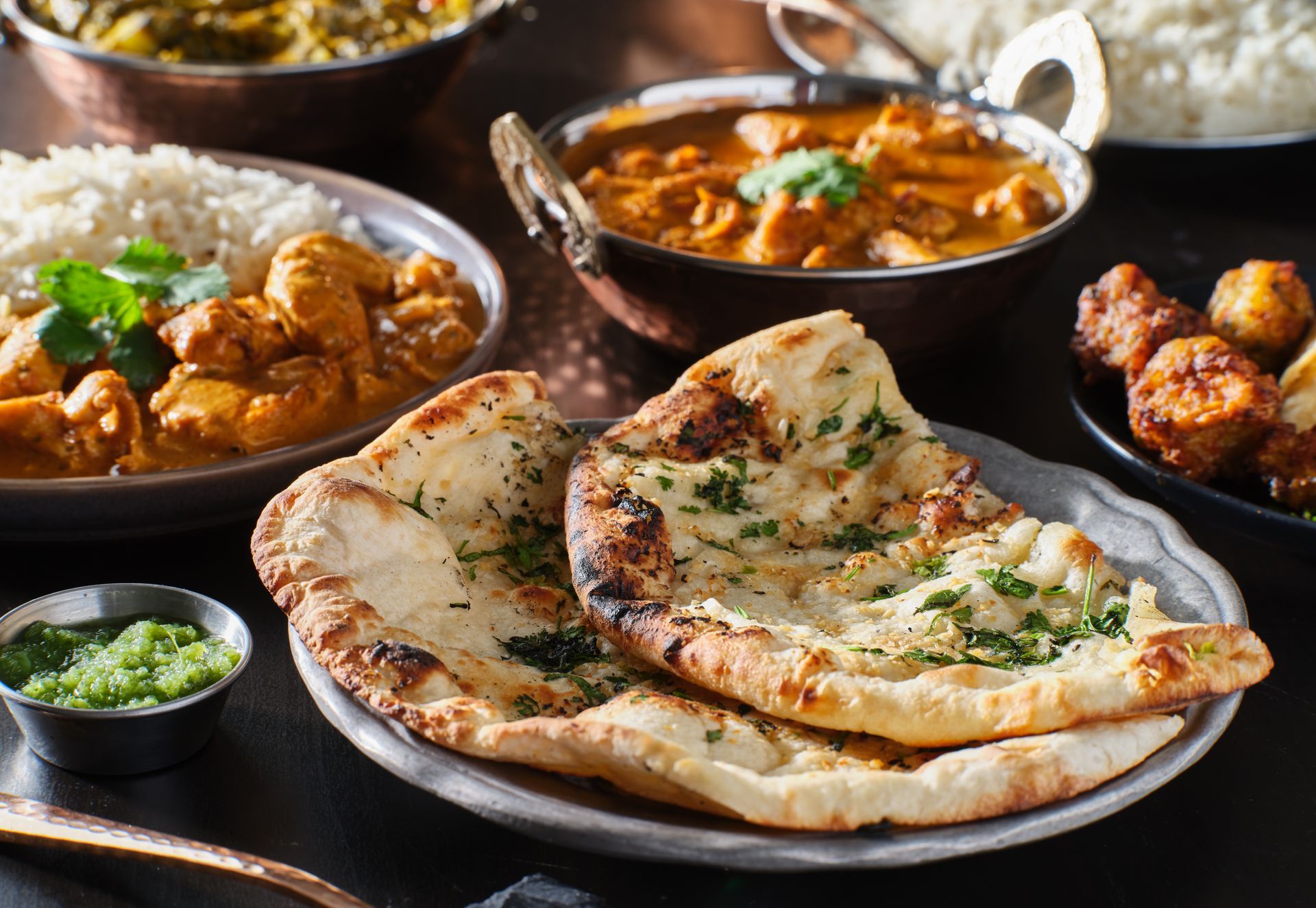 Popular indian dishes available in a restaurant in reading