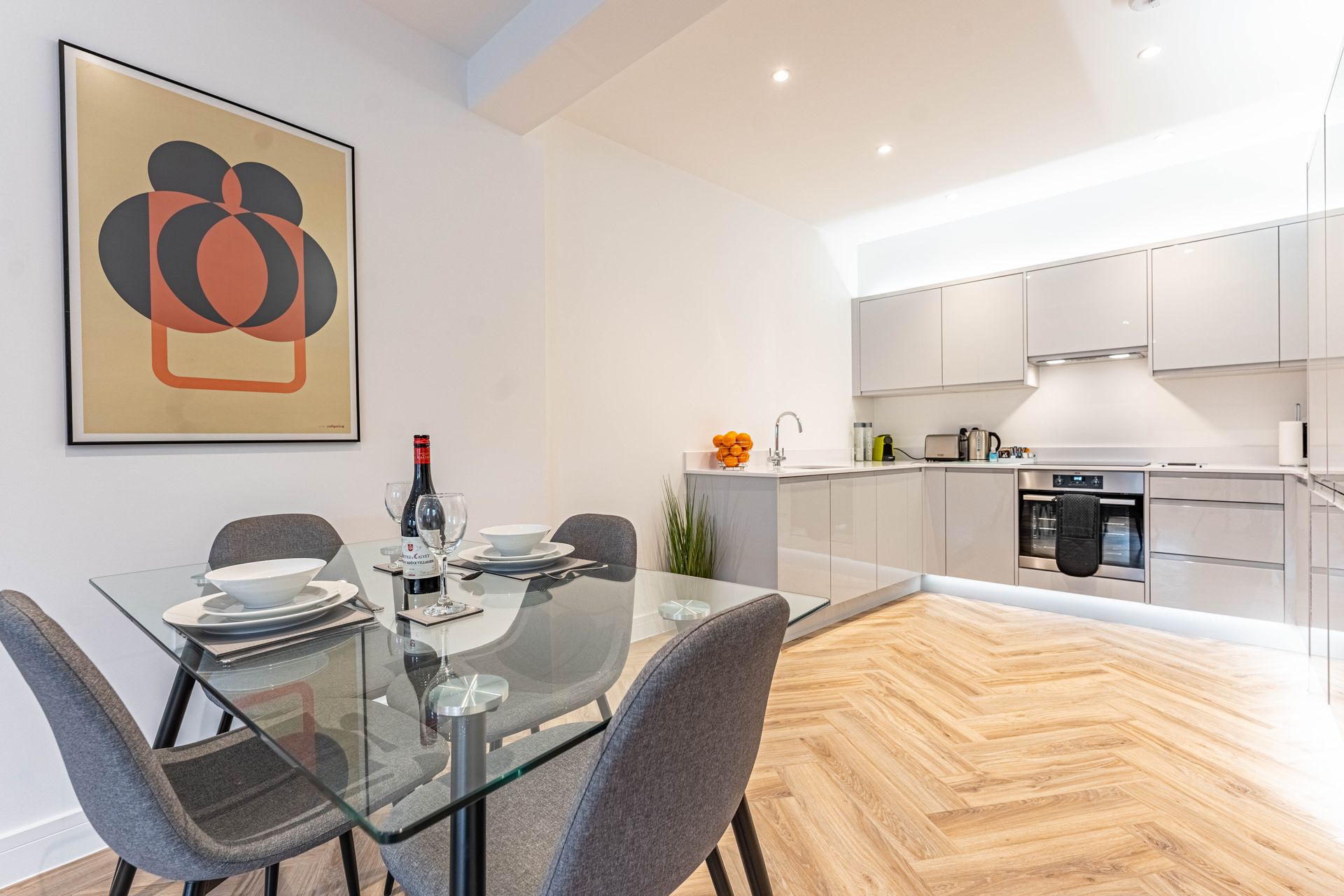 The spacious kitchen of Wellington House is one of the many properties Celador Apartments has to offer.