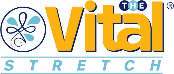 The vital stretch logo is yellow and blue on a white background.