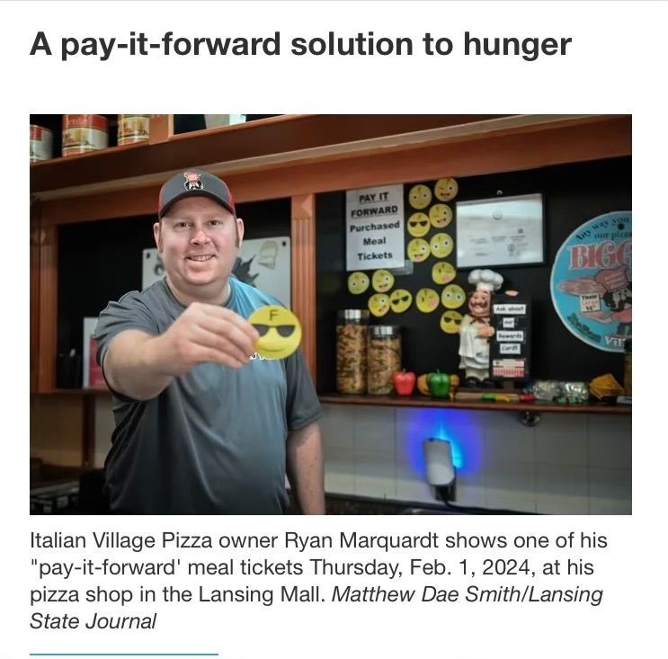 A pay-it-forward solution to hunger is being advertised