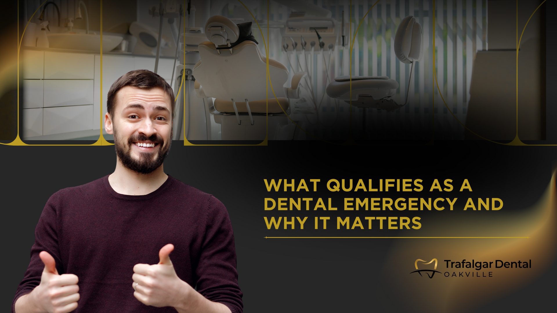 A man is giving a thumbs up in front of a dental office.