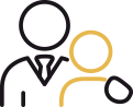 A group of people standing next to each other on a white background.