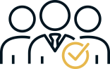 A group of people with a check mark in the middle.