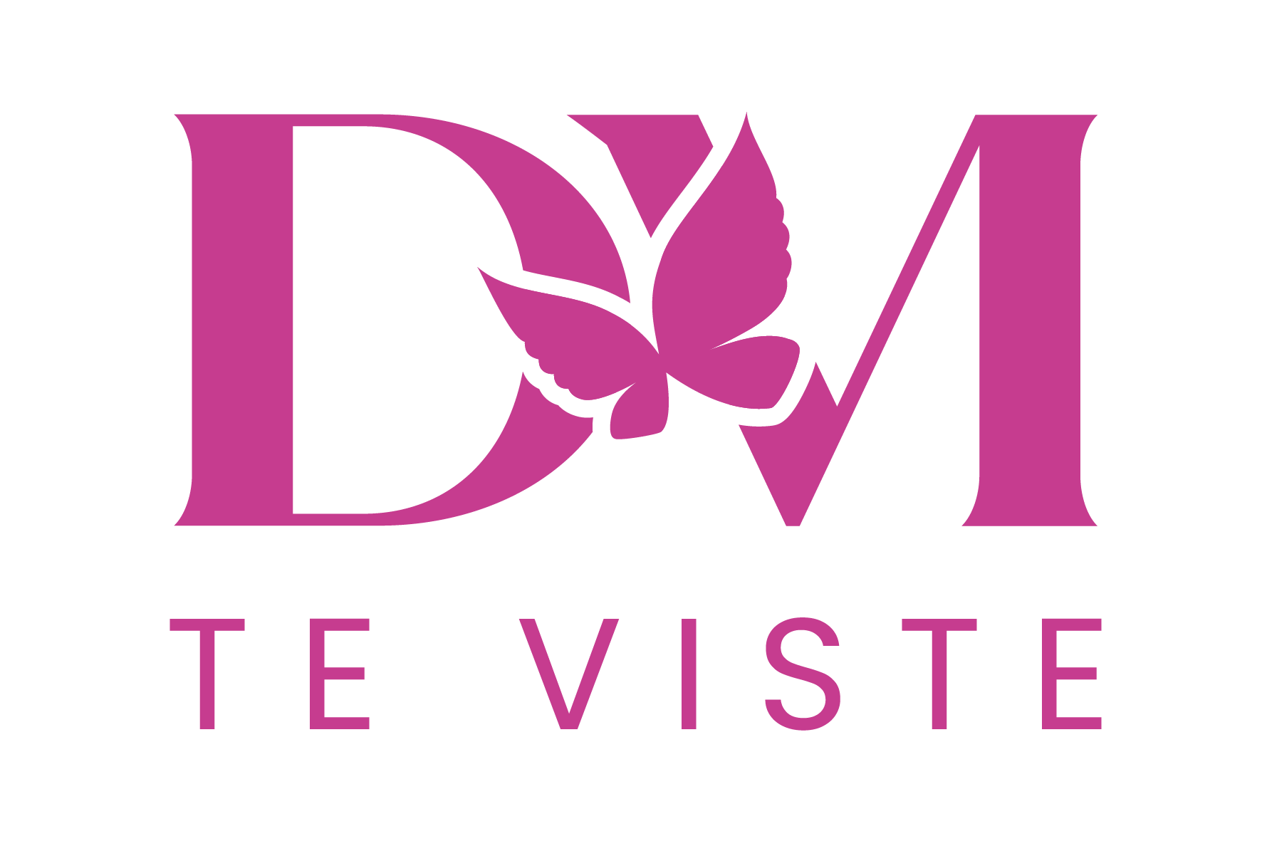 Un logotipo rosa para una empresa llamada dm te viste