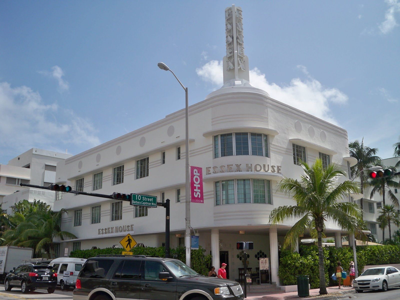 Exterior of the Essex House hotel in Miami Beach, Florida. 