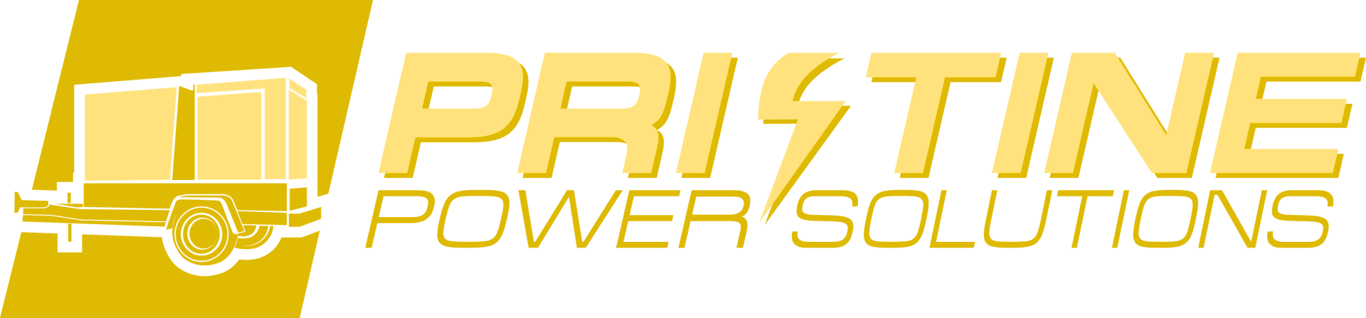A logo for pristine power solutions with a trailer on it