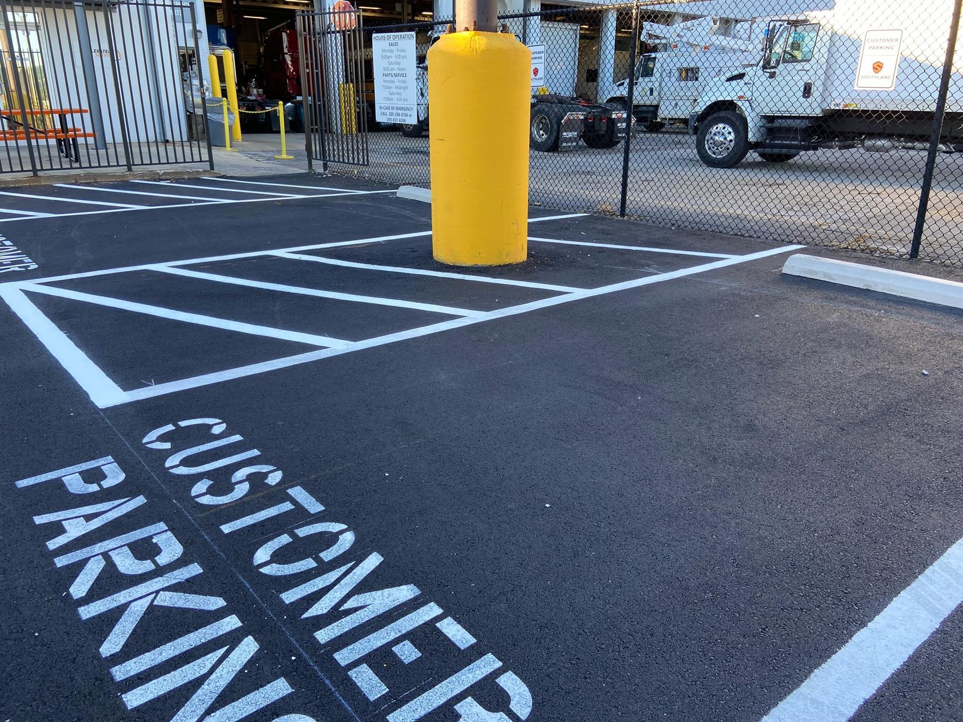 A parking spot marked 