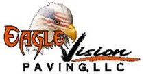 Logo for Eagle Vision Paving, LLC featuring an American eagle graphic with an overlaid American flag pattern.