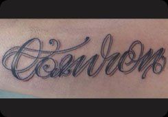 Tribal tattoos, football tattoos, tattoo designs, style of tattoo,  - Otterspool - Fallen Angel Tattoo Studio - personal lettering tattoo