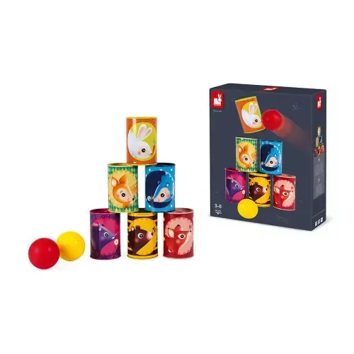 chamboultout en bois et carton, jeu d'adresse pour enfant, apprentissage, lancer