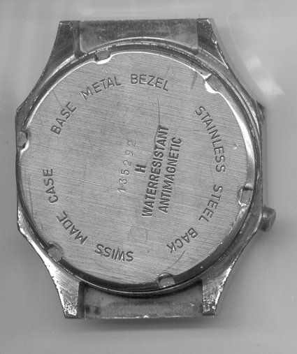 LED watch back before restoration at The Time Preserve