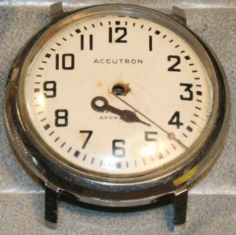 Accutron railroad watch before refinishing at the time preserve