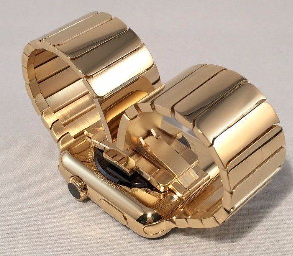 18k Gold plated diamond polished band apple watch The Time Preserve