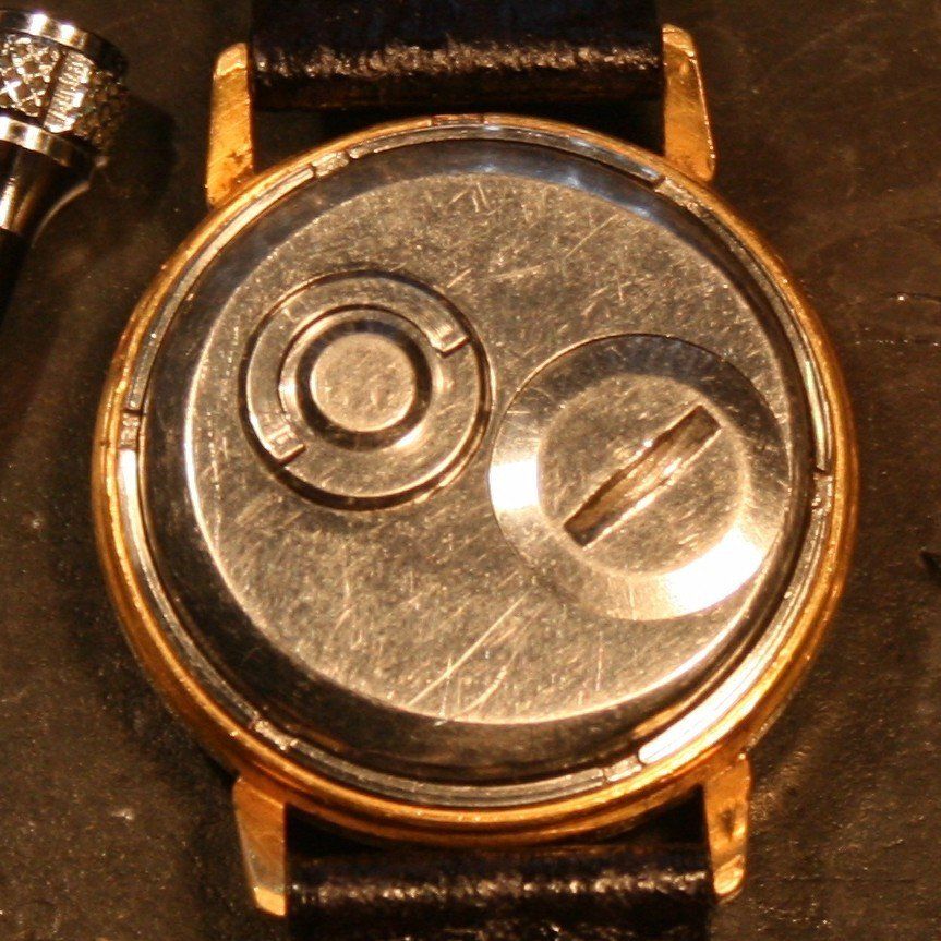 Slava Transistor watch back before restoration The Time Preserve