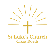 The logo for st luke 's church cross roads is a green cross with rays coming out of it.