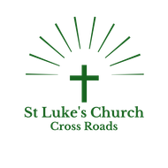 The logo for st luke 's church cross roads is a green cross with rays coming out of it.