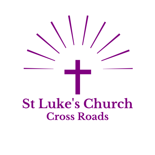 The logo for st luke 's church cross roads is a green cross with rays coming out of it.