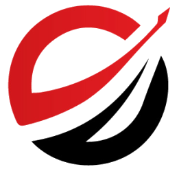 Un cerchio rosso e nero con una freccia al suo interno