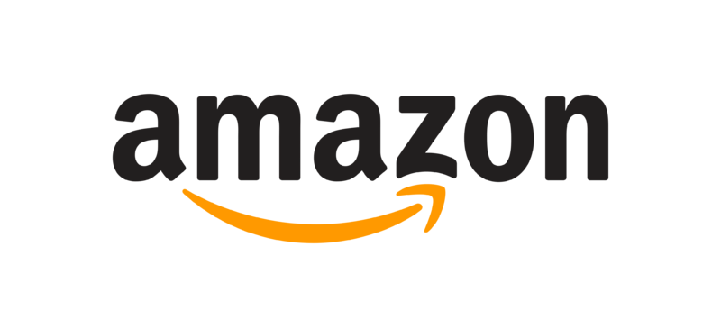 Il logo di Amazon è nero e arancione con una freccia sorridente.