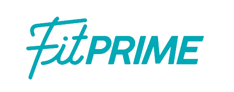 Il logo di Fit Prime è blu e bianco su sfondo bianco.