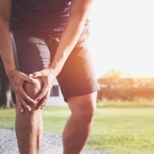 Man with knee pain after a run
