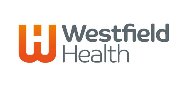 The westfield health logo is orange and gray on a white background.