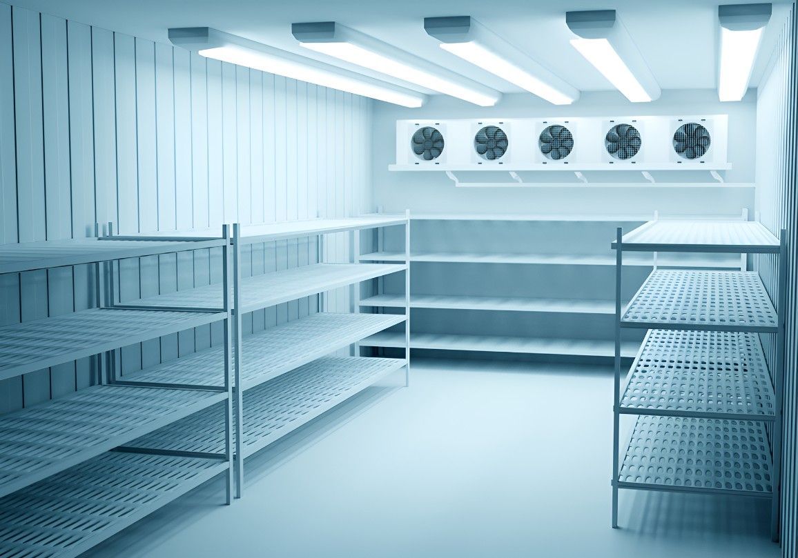 A Room With a Lot of Shelves and Fans on the Ceiling — Cooling Plus Refrigeration & Airconditioning in Ciccone, NT