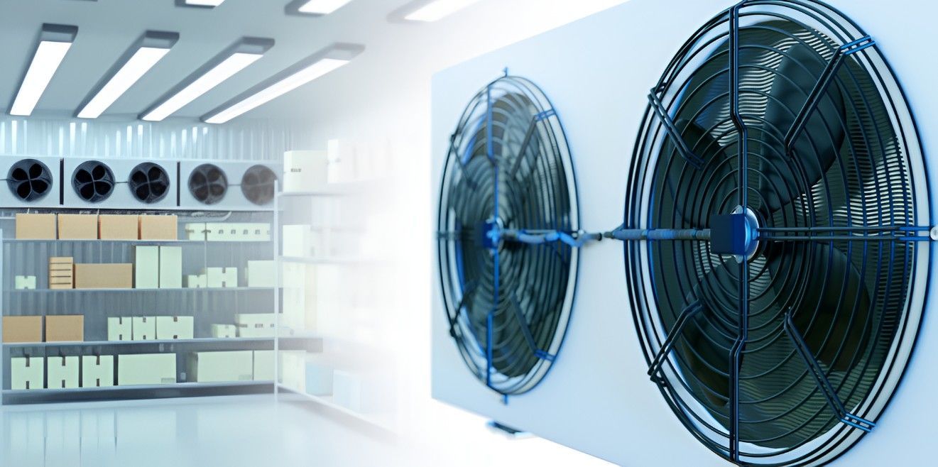 A Room With a Lot of Shelves and a Fan on the Wall — Cooling Plus Refrigeration & Airconditioning in Ciccone, NT