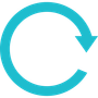 A blue circle with an arrow pointing in a circle representing complete care.