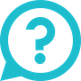 A question mark in a speech bubble in a blue circle representing consultative approach.