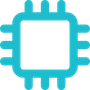 A blue icon of a computer chip on a white background representing technology driven.