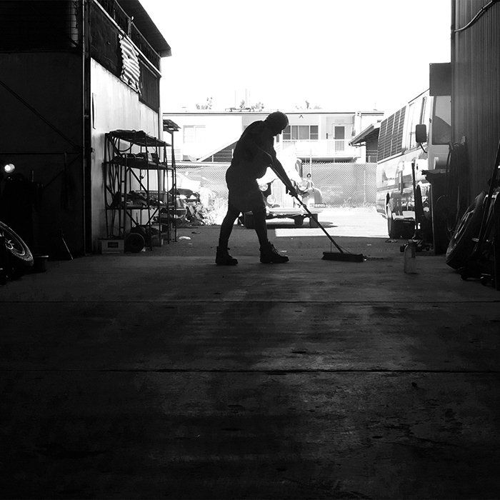 Mechanic Sweeping Workshop Floor  — Brake Service Specialists, NSW