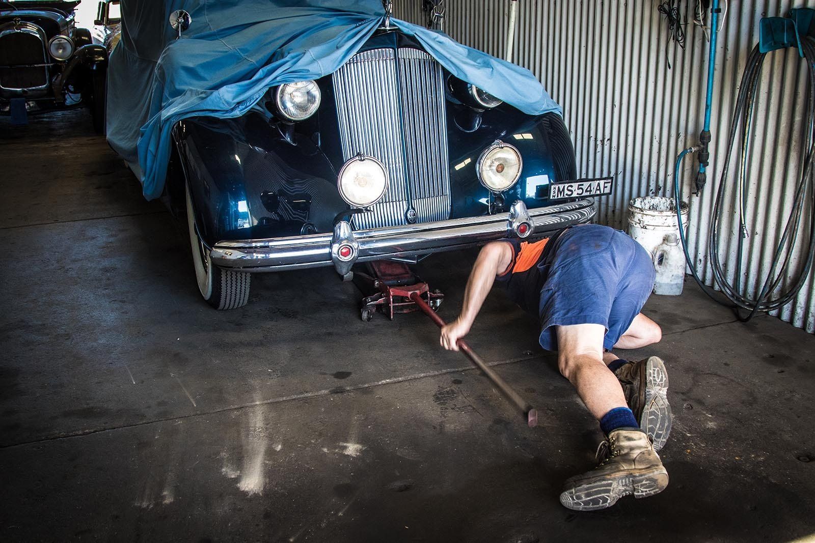 Mechanic Working on Vintage Car — Brake Service Specialists, NSW