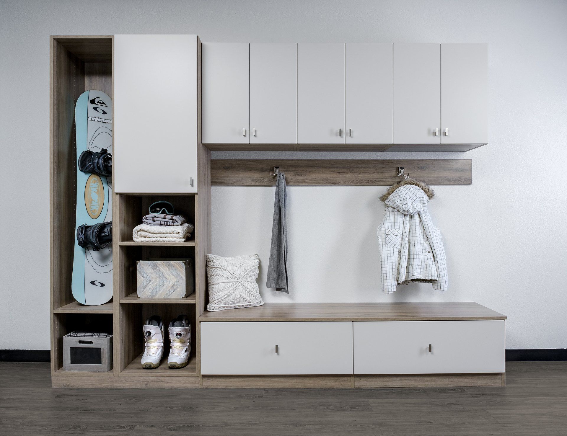 White Mudroom Custom Cabinet System