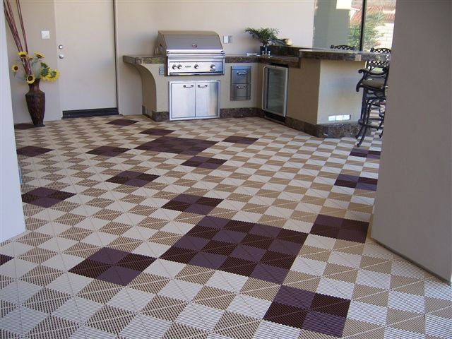 Brown and Beige Swisstrax Garage Flooring