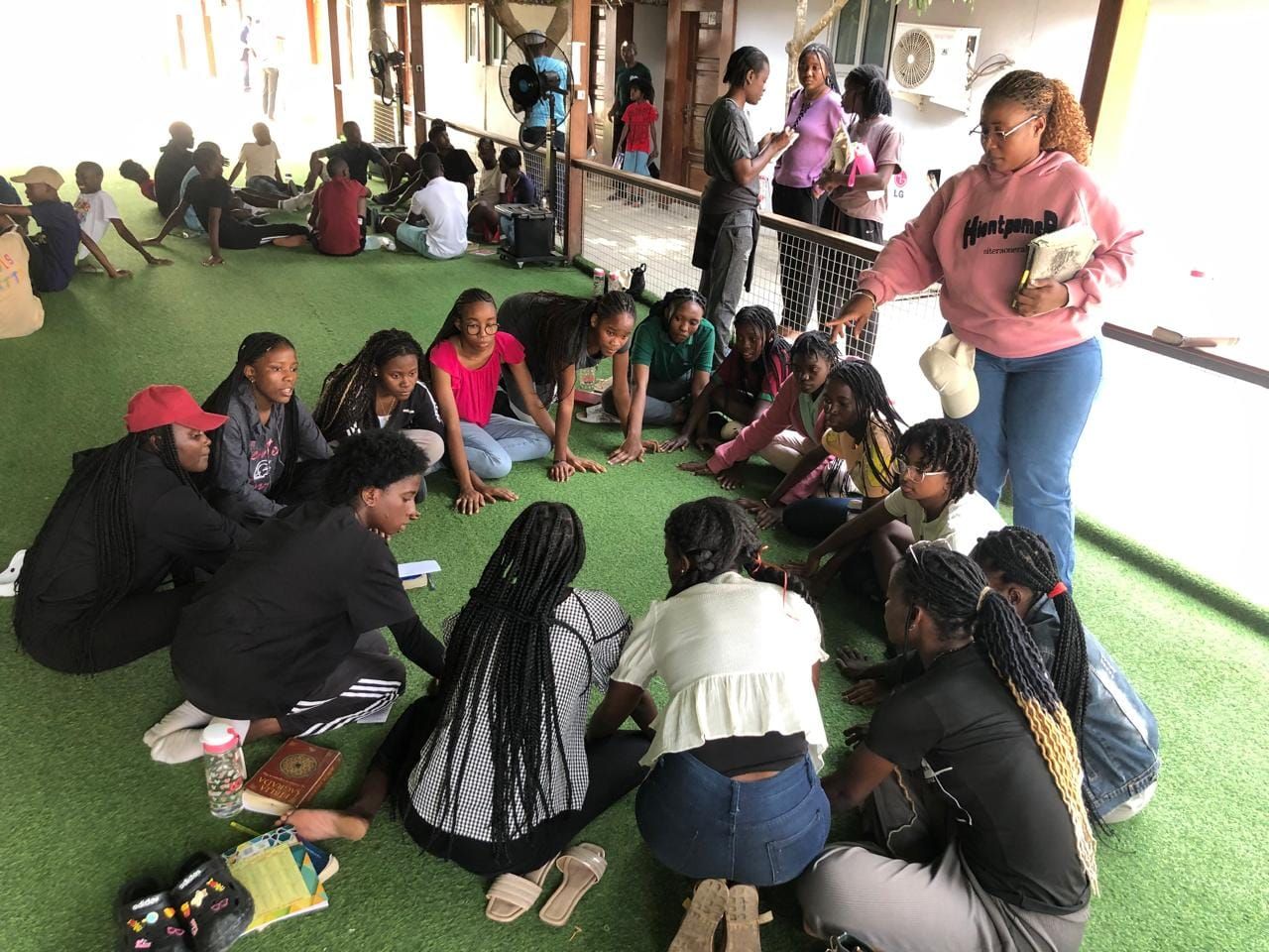 Youth enjoying games at camp.
