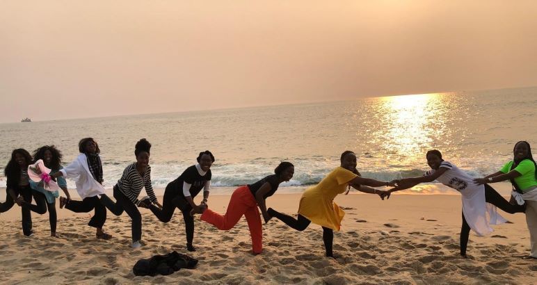 Young people on a beach in Angola