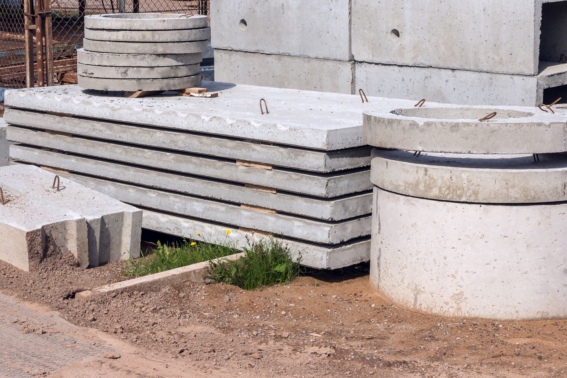 Concrete Slabs and Rings Stacked Outdoors — Zappala Quarries in Innisfail, QLD