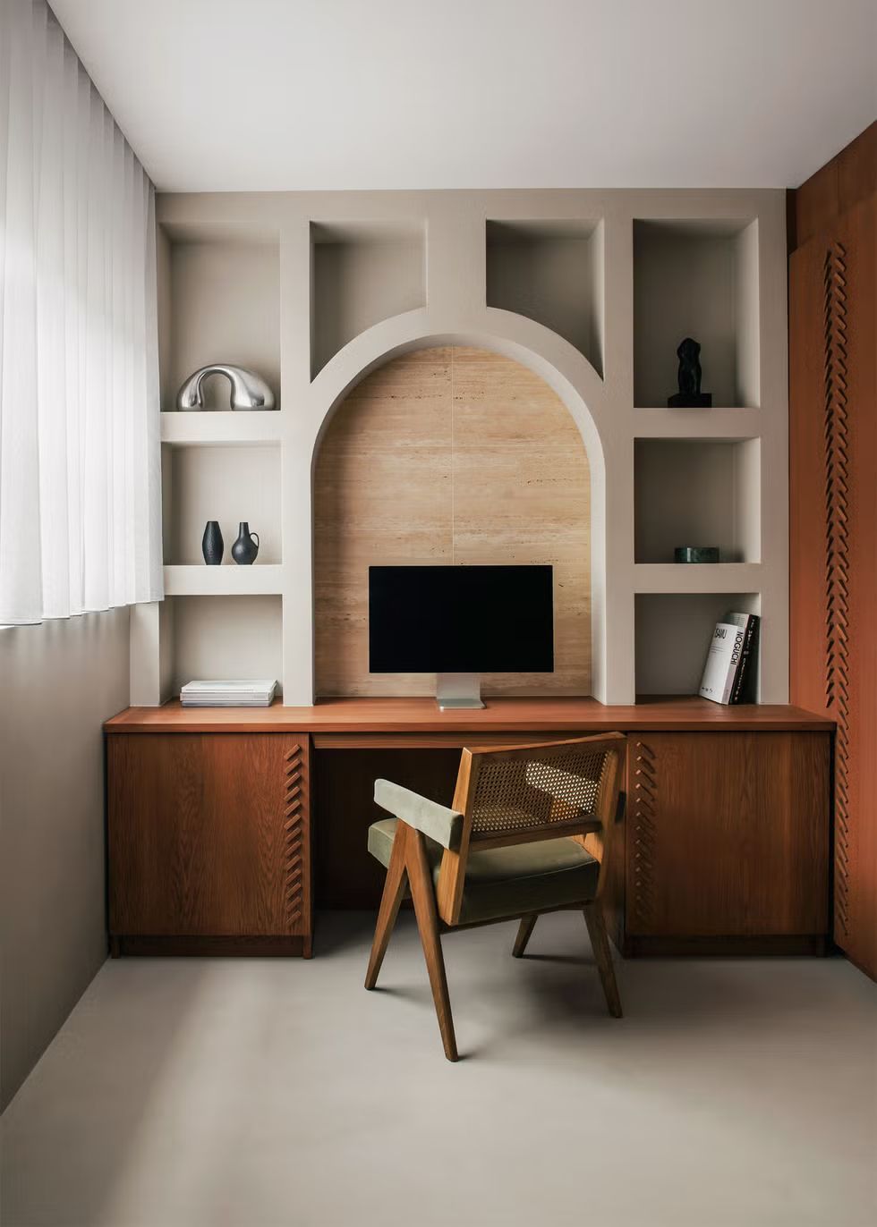 A Room With a Desk, Chair, Bookshelves and a Window — Halls Cabinets & Joinery in Harlaxton, QLD