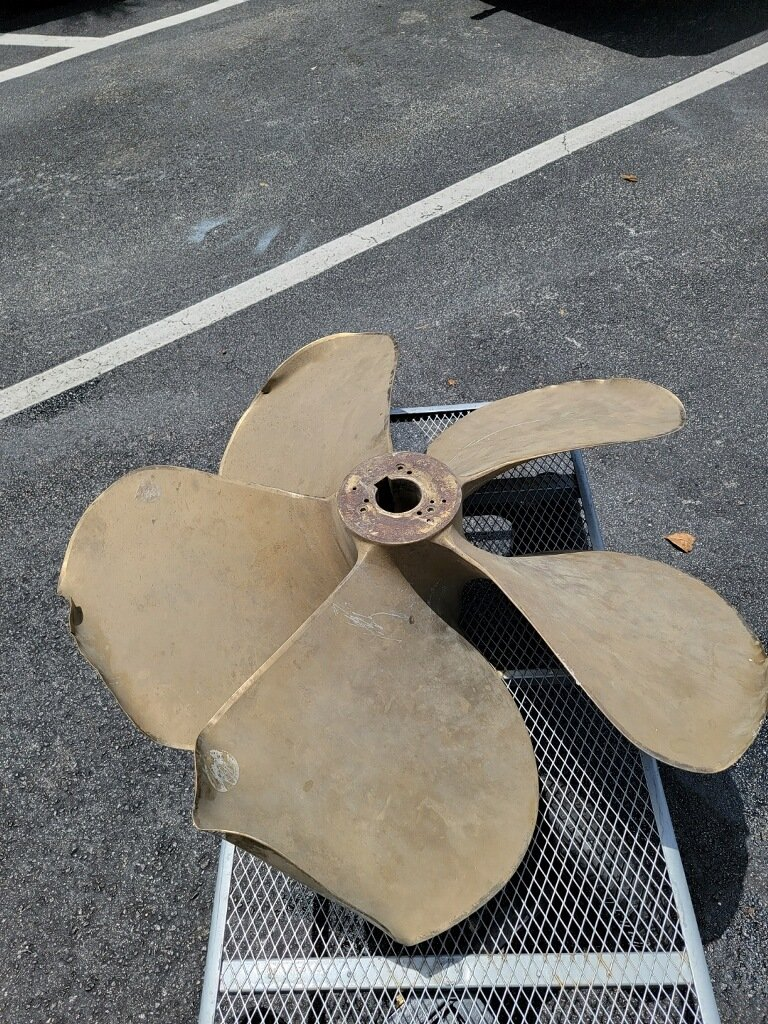 bent yacht propeller in need of repair