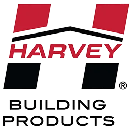 Logo for Harvey Building Products: Red and black "H" shape with "HARVEY" in red; "BUILDING PRODUCTS" below.