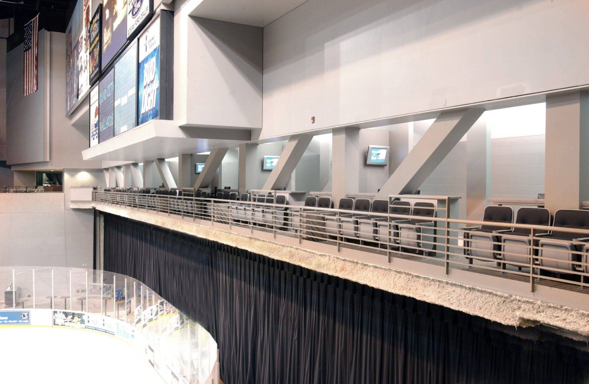 Truss Clubs behind the stage/scoreboard