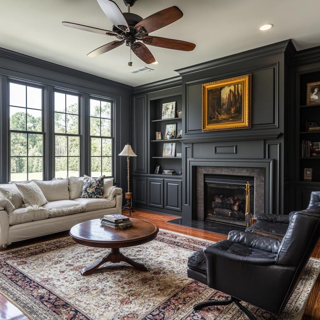 Living room with Dark Painted Wall - Interior Painting Nashville, TN
