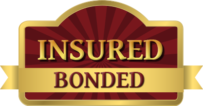 Gold and burgundy badge with 