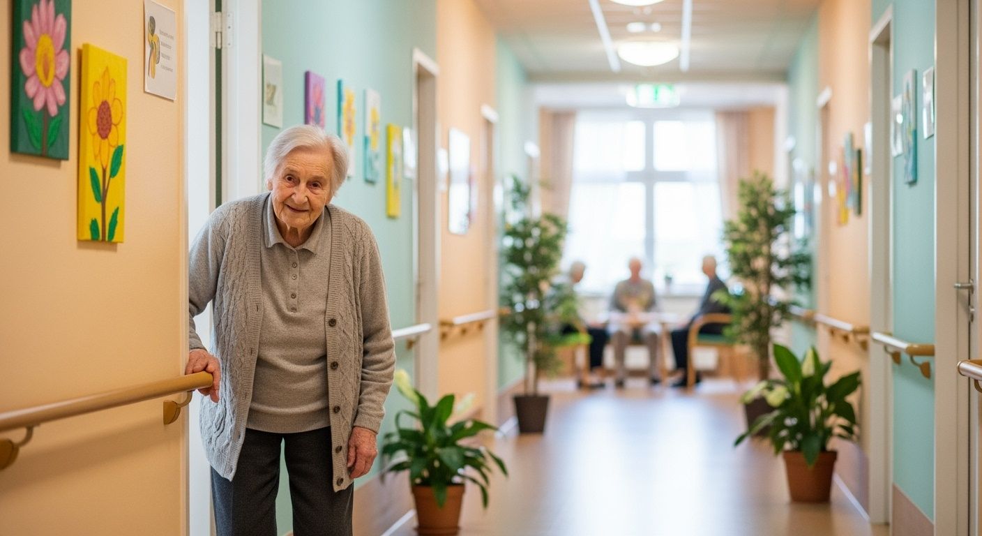 timid elderly resident of senior living home