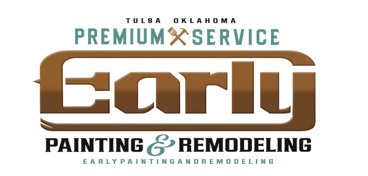 Logo for Early Painting & Remodeling in Tulsa, Oklahoma, with brown and green text on a white background.