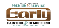 Logo for Early Painting & Remodeling in Tulsa, Oklahoma, with brown and green text on a white background.
